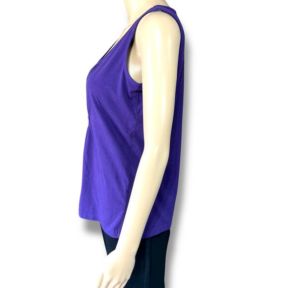 Basic Editions Womens Tank Top Pullover Smocked Empire Waist Purple Small - Picture 5 of 9